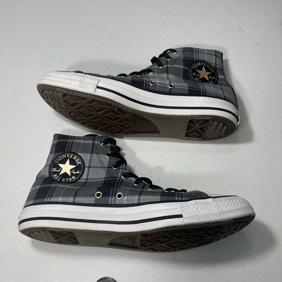Converse Chuck Taylor All Star Black and Gray Plaid High-Top Sneakers 10 SB-BQ - Picture 8 of 10